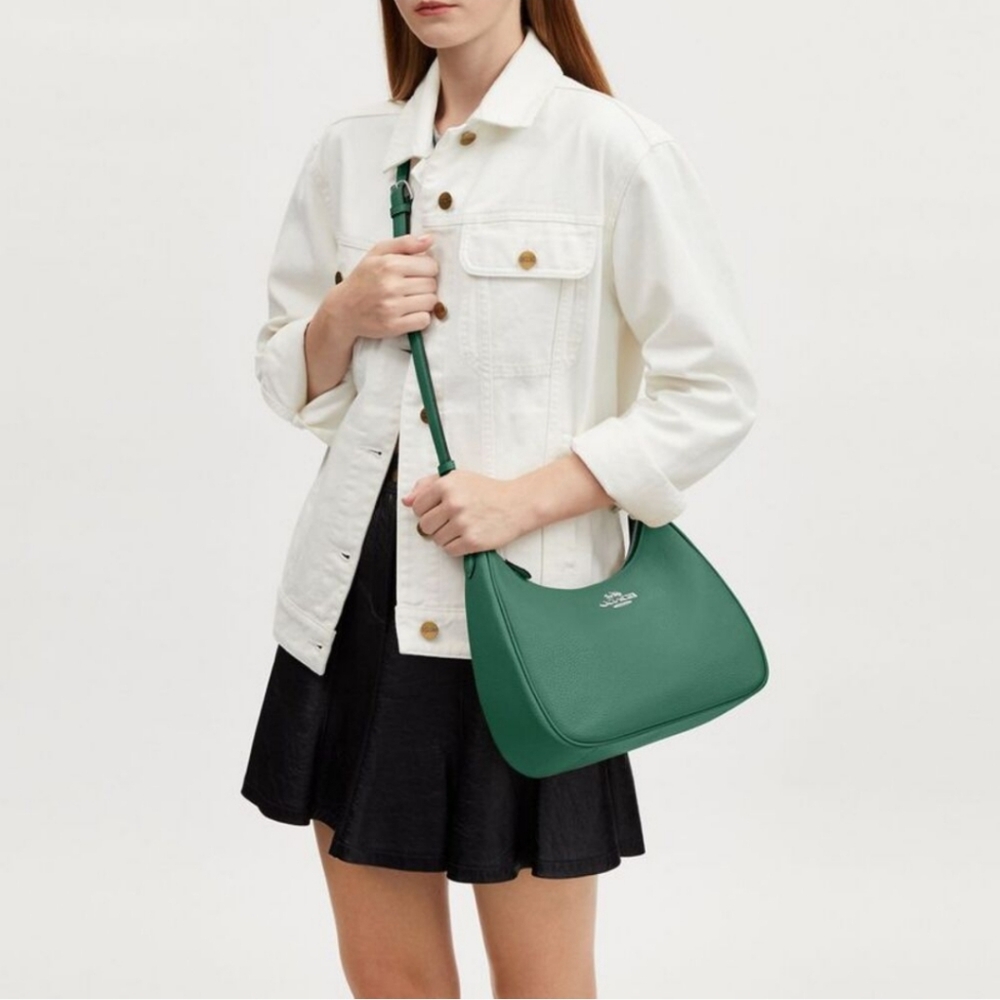Brand New! Coach Teri Hobo Bag in Silver/Bright Green 💚